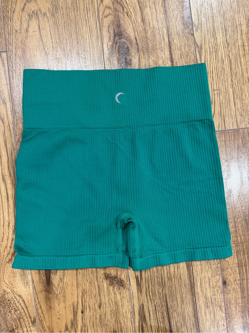 ZYIA Active High-Waist Ribbed Hustle Shorts - Teal Green Workout Weights M